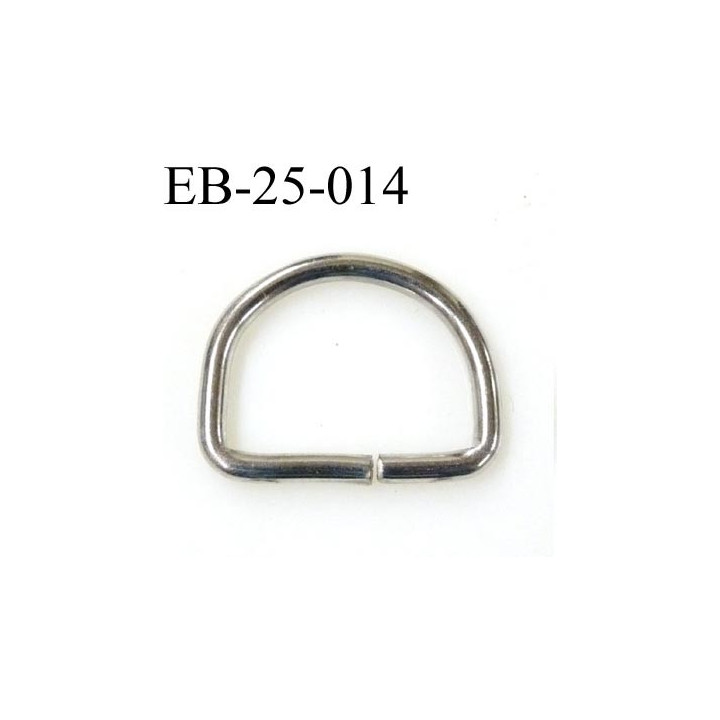 Boucle étrier demi rond métal couleur chromé brillant largeur extérieur 2.5 cm intérieur 2 cm iédal sangle de 2 cm hauteur 2 cm