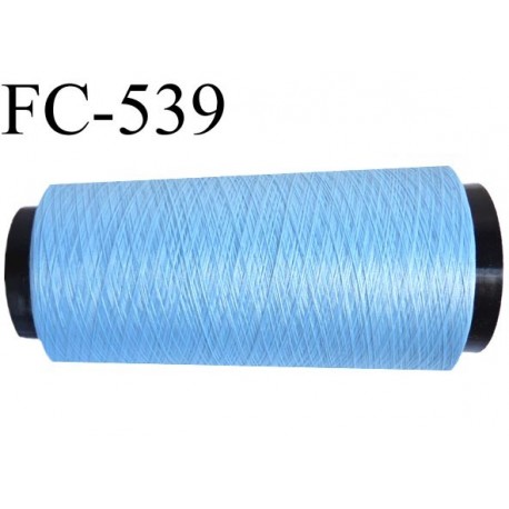 Cone de fil mousse polyester fil n° 160 couleur bleu cone ciel de 1000 mètres bobiné en France