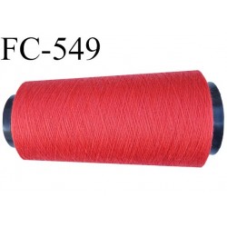 CONE de fil polyester fil n° 120 couleur rouge coraillé longueur de 5000 mètres bobiné en France