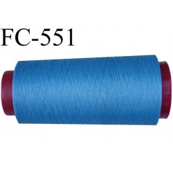 Cone de fil mousse polyester  fil n° 120 couleur bleu cone de 1000 mètres bobiné en France 