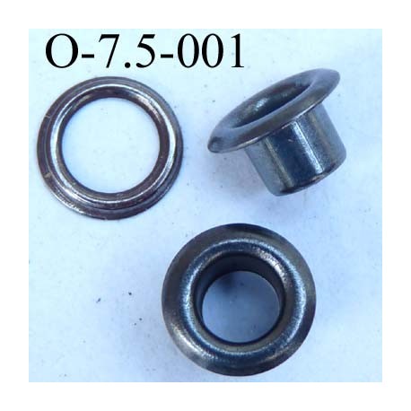 Oeillet en métal couleur acier diamètre extérieur 7.5 mm diamètre intérieur 4 mm hauteur 4.4 mm 