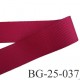 Galon ruban passementerie gros grain synthétique largeur 25 mm couleur rouge bordeaux grenat très très solide prix au mètre 