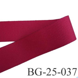 Galon ruban passementerie gros grain synthétique  largeur 25 mm couleur rouge bordeaux grenat très très solide prix au mètre 