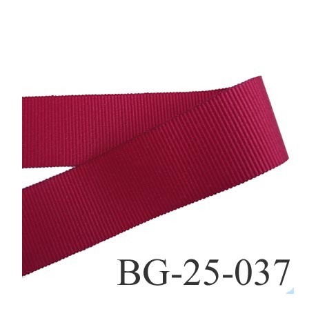 Galon ruban passementerie gros grain synthétique largeur 25 mm couleur rouge bordeaux grenat très très solide prix au mètre 