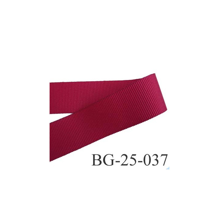 Galon ruban passementerie gros grain synthétique  largeur 25 mm couleur rouge bordeaux grenat très très solide prix au mètre 