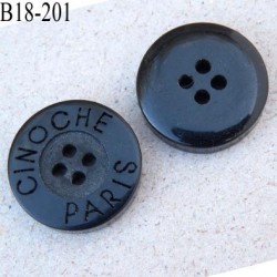bouton 18 mm diamètre 18 mm couleur noir brillant épaisseur 4.5 mm inscription cinoche paris incrusté