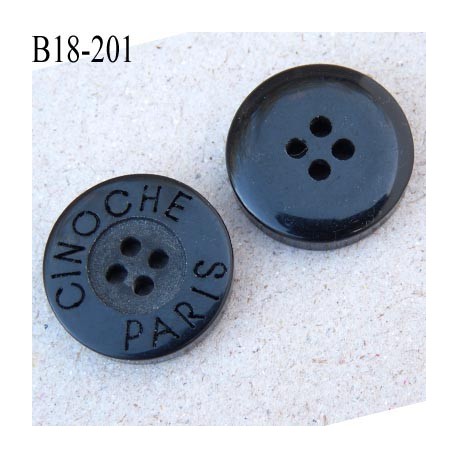 bouton 18 mm diamètre 18 mm couleur noir brillant épaisseur 4.5 mm inscription cinoche paris incrusté