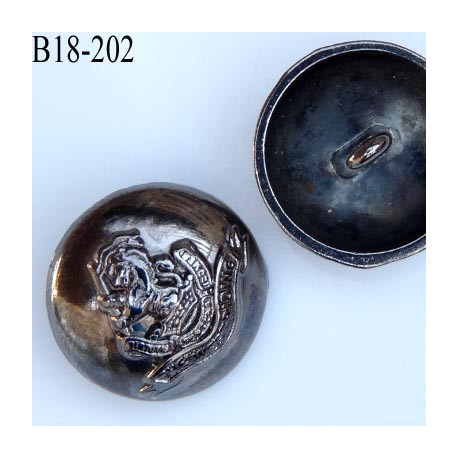 Bouton métal 18 mm bombé avec accroche anneau au dos style blason couleur chromé acier diamètre 18 mm 