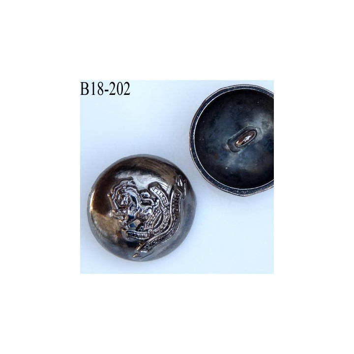 Bouton métal 18 mm bombé avec accroche anneau au dos style blason couleur chromé acier  diamètre 18 mm 