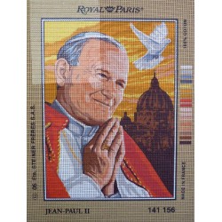 canevas 30X40 marque ROYAL PARIS thème le pape JEAN PAUL II dimension 30 centimètres par 40 centimètres 100 % coton