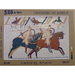 canevas 30X40 marque SEG PARIS thème bayeux cavaliers  dimension 30 centimètres par 40 centimètres 100 % coton