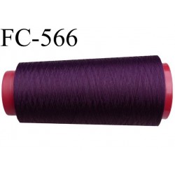 Cone de fil polyester fil n°120 couleur prune longueur du cone 2000 mètres bobiné en France