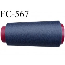 Cone de fil mousse polyester  fil n° 110 couleur gris anthracite bleuté cone de 5000 mètres bobiné en France