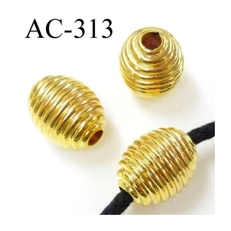 arrêt cordon perle ovale rond or doré pour cordon de 5 à 6 mm diamètre 20 mm hauteur 25 mm trou de 6 mm prix à l'unité