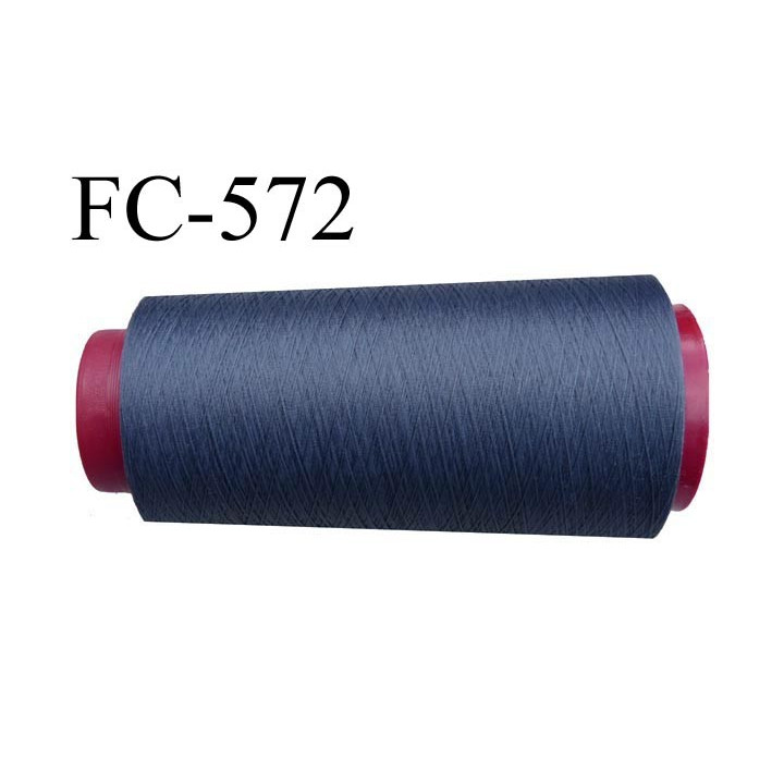 Cone de fil mousse polyester  fil n° 160 couleur gris anthracite bleuté cone de 2000 mètres bobiné en France