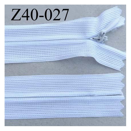 fermeture zip invisible longueur 40 cm couleur blanc non séparable zip nylon largeur 2.5 cm 