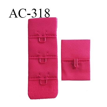 attache rallonge extension de soutien gorge 2 crochets 3 hauteur largeur 20 mm couleur groseille