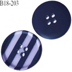 Bouton PVC 18 mm 4 trous couleur bleu marine et blanc semi mat diamètre 18 mm 