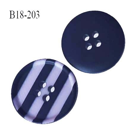 Bouton PVC 18 mm 4 trous couleur bleu marine et blanc semi mat diamètre 18 mm 