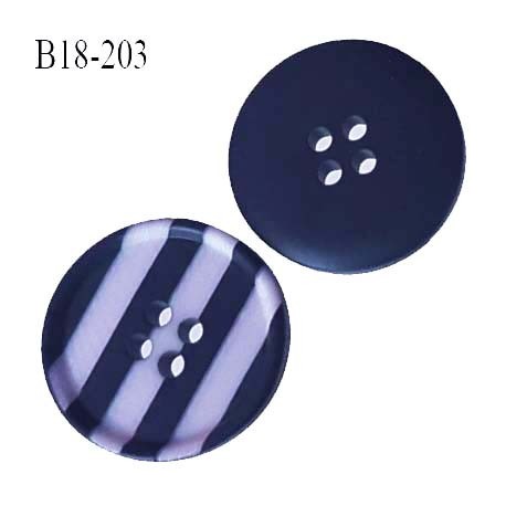 Bouton PVC 18 mm  4 trous couleur bleu marine et blanc semi mat  diamètre 18 mm 