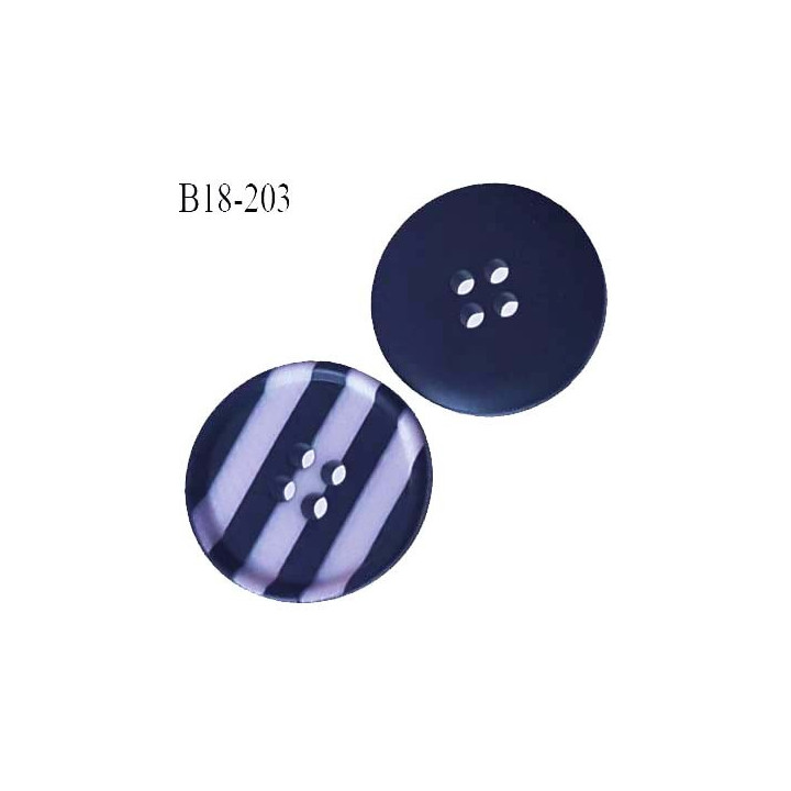 Bouton PVC 18 mm  4 trous couleur bleu marine et blanc semi mat  diamètre 18 mm 