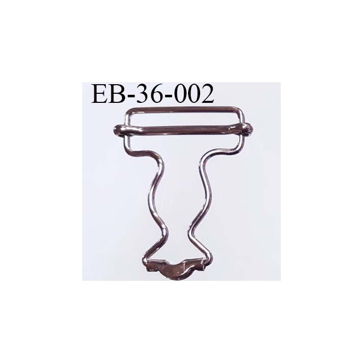 Boucle coulissante salopette en métal chromé largeur 3.6 cm hauteur 5.2 cm passage de sangle 3.2 cm épaisseur 2.2 mm 