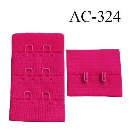 attache rallonge extension de soutien gorge 2 crochets largeur 30 mm hauteur 53 mm couleur framboise