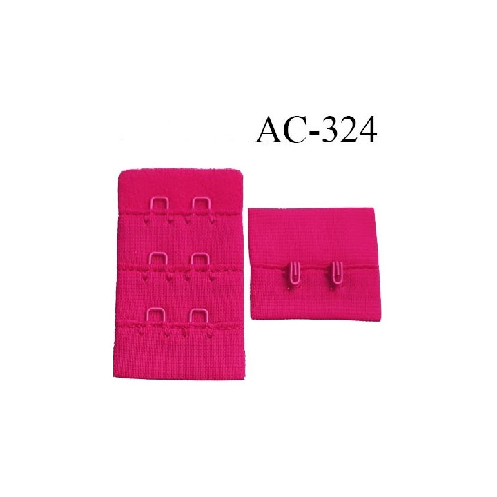 attache rallonge extension de soutien gorge 2 crochets largeur 30 mm hauteur 53 mm couleur framboise