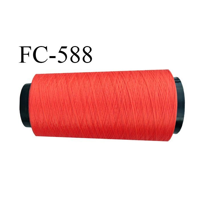 Cone de fil  polyester  fil n° 120 couleur corail cone de 2000 mètres bobiné en France