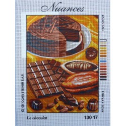 canevas 30x40 marque NUANCES FRANCE le chocolat jardin dimension 30 centimètres par 40 centimètres 100 % coton