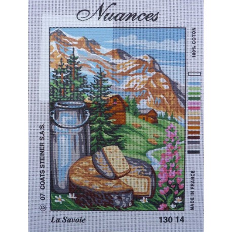 canevas 30x40 marque NUANCES FRANCE la savoie jardin dimension 30 centimètres par 40 centimètres 100 % coton