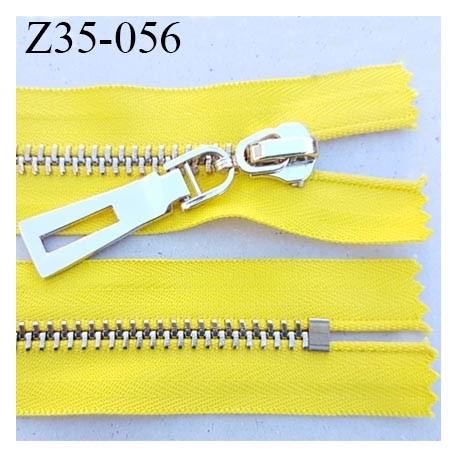 Fermeture zip à glissière en métal longueur 35 cm couleur jaune non séparable largeur 3.6 cm zip glissière largeur 6.5 mm