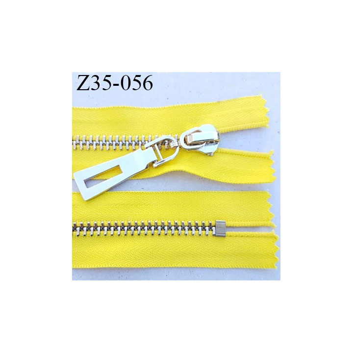 Fermeture zip à glissière en métal  longueur 35 cm couleur jaune non séparable  largeur 3.6 cm zip glissière largeur 6.5 mm