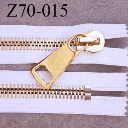 Fermeture zip à glissière en métal  longueur 69 cm couleur blanc non séparable  largeur 4 cm zip glissière largeur 12 mm