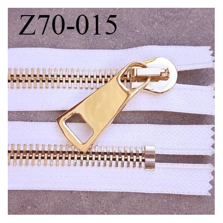 Fermeture zip à glissière en métal longueur 69 cm couleur blanc non séparable largeur 4 cm zip glissière largeur 12 mm