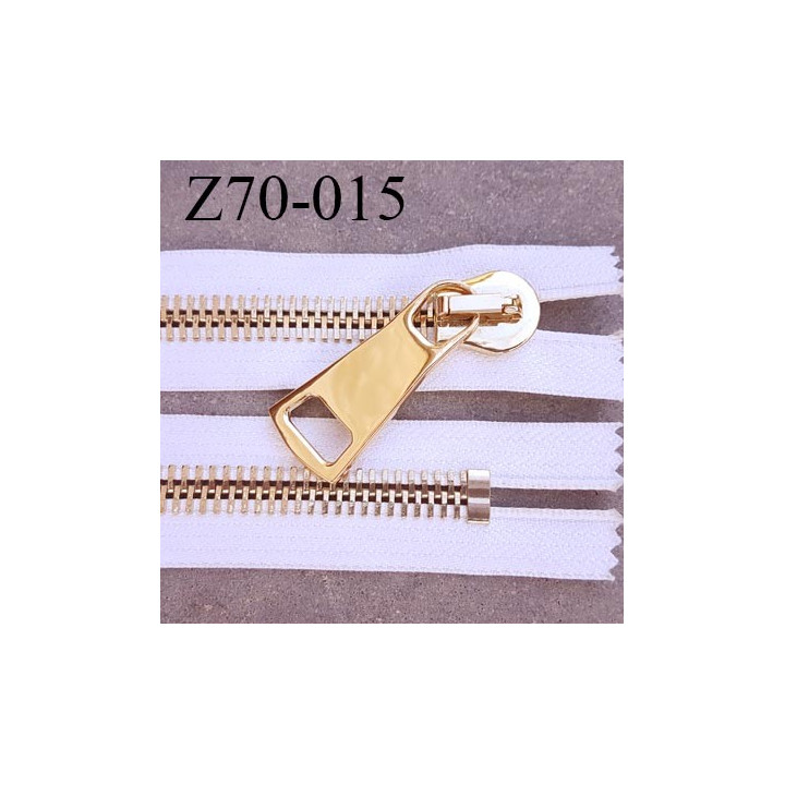 Fermeture zip à glissière en métal  longueur 69 cm couleur blanc non séparable  largeur 4 cm zip glissière largeur 12 mm