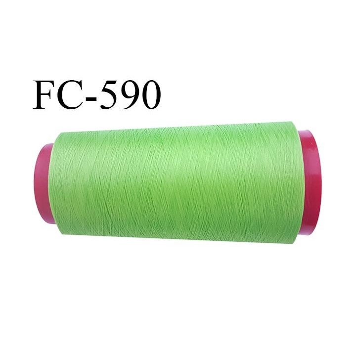 Cone de fil mousse  polyester fil n°160 couleur vert  longueur  1000 mètres bobiné en France