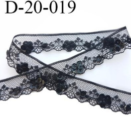 dentelle synthétique couleur noir avec paillettes sequin couleur noir  largeur 20 mm prix au mètre