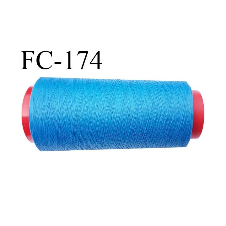 CONE 1000 mètres de fil mousse Polyester texturé fil n° 120 couleur bleu lumineux  bobiné en France