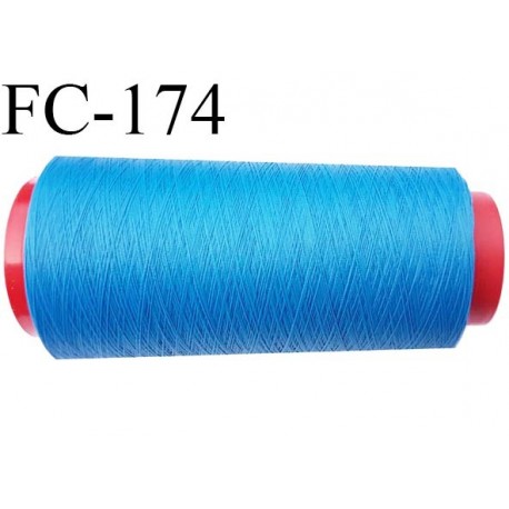 CONE 5000 mètres de fil mousse Polyester texturé fil n° 120 couleur bleu lumineux bobiné en France