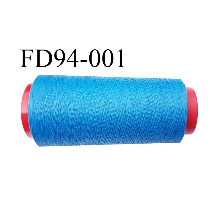 Destockage cone 2000 mètres de fil mousse polyester fil n°120 couleur bleu bobiné en France