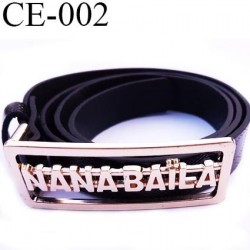 Ceinture façon cuir créatrice nana baïla couleur noir à damier et boucle en métal doré largeur 20 mm épaisseur 2 mm