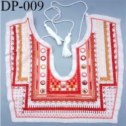 Devant Plastron Superbe en coton doux hauteur 30 cm largeur 30 cm largeur couleur écru rouge corail rose orange