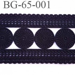 Galon ruban passementerie largeur 65 mm longueur de 128 cm couleur noir  coton et synthétique vendu à la pièce