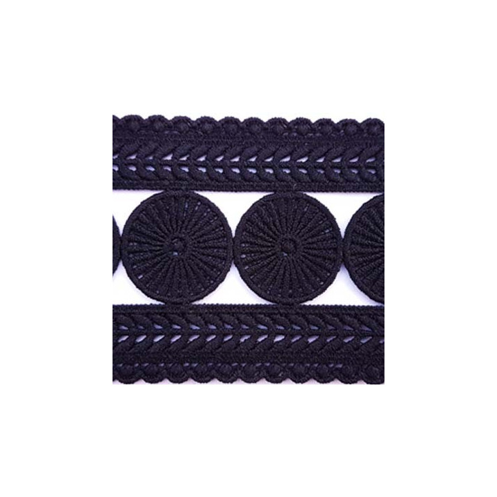 Galon ruban passementerie largeur 65 mm longueur de 128 cm couleur noir  coton et synthétique vendu à la pièce