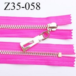 Fermeture 35 cm zip à glissière en métal couleur fushia non séparable largeur 3.6 cm zip glissière largeur 6.5 mm