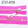 Fermeture 35 cm zip à glissière en métal couleur fushia non séparable largeur 3.6 cm zip glissière largeur 6.5 mm