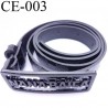 Ceinture 115 cm façon cuir créatrice nana baïla couleur noir à damier et boucle en métal noir largeur 20 mm épaisseur 2 mm