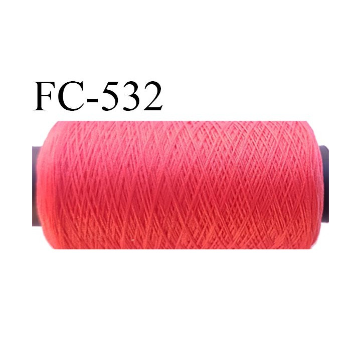 Bobine 500 mètres de fil mousse polyester  fil n° 110 couleur corail bobine de 500  bobiné en France