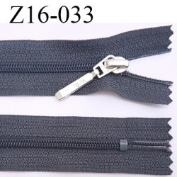 fermeture zip à glissière longueur 16 cm couleur gris anthracite non séparable zip nylon largeur 2.5 cm largeur du zip 4 mm